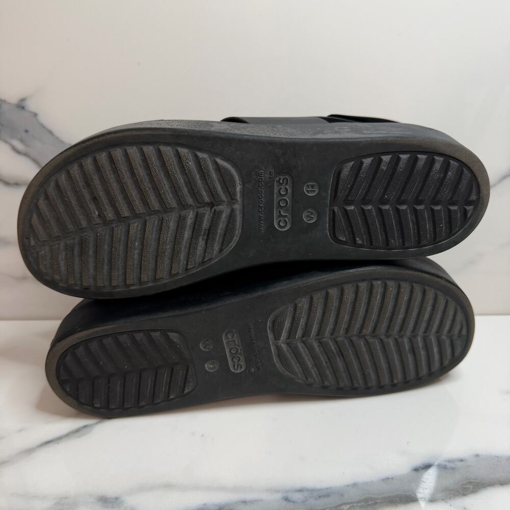 Crocs Women's Black Low Wedge Platform Brooklyn Sandals Sz 11 Comfort LiteRide - Picture 7 of 7